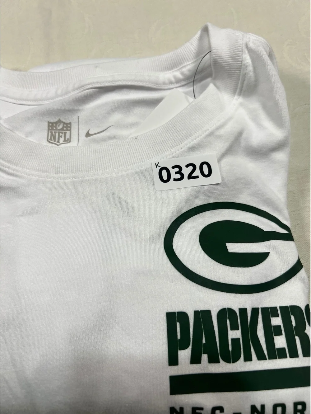 Nike Mens Green Bay Packers White Long Sleeve Dri-Fit Performance T-Shirt Large